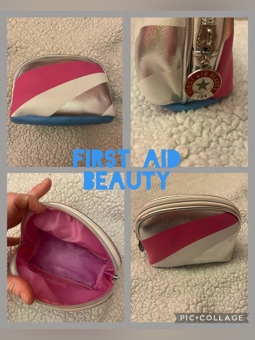 First Aid Beauty travel size cosmetics/skincare bag 6x5 inches